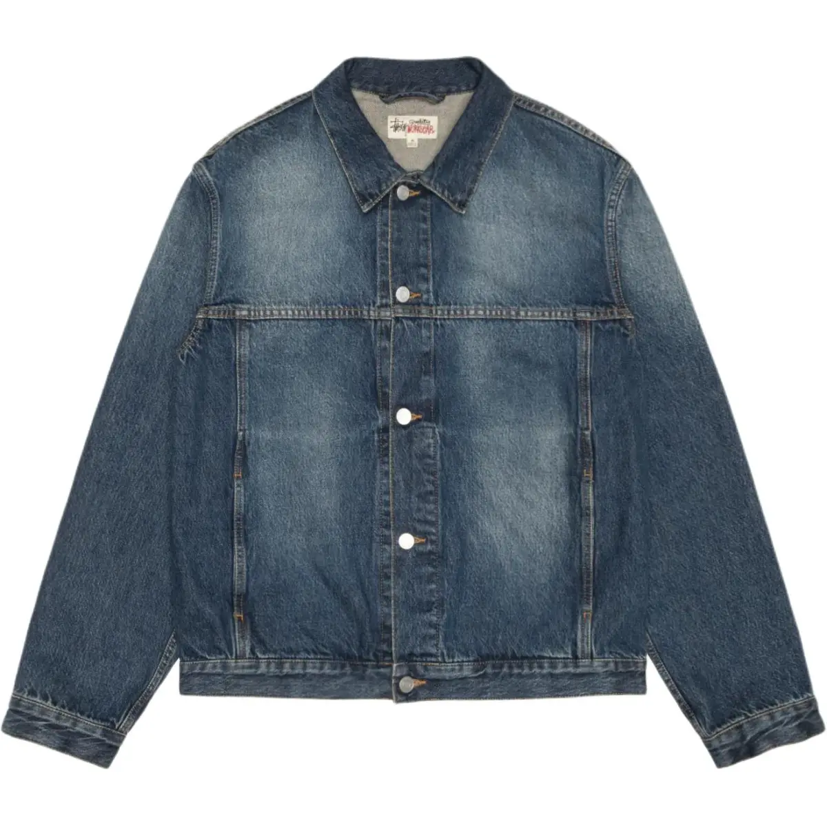 Stussy SS25 TRUCKER JACKET VINTAGE DENIM Jacket Men's Clothing