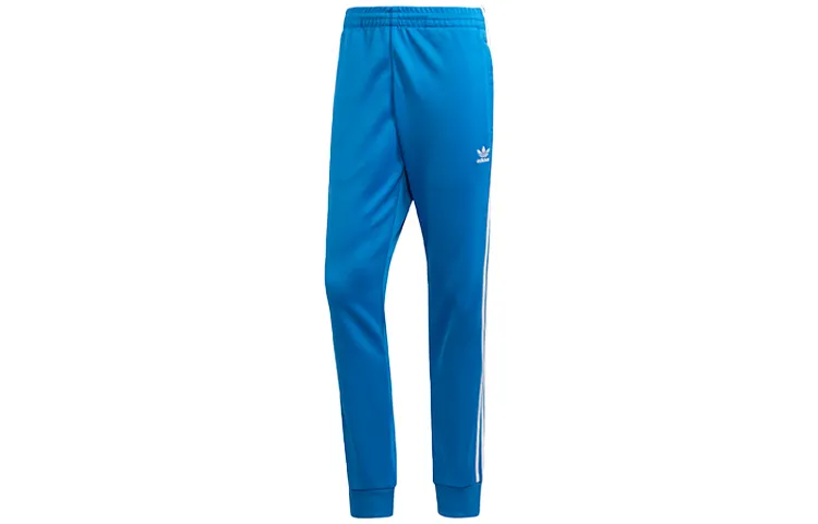 Adidas Knitted Sweatpants Men's Blue Moderate Cuffed Pants
