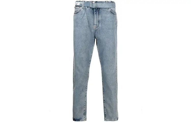 OFF WHITE Dinosaur Series Jeans Men's Blue Moderate Slim Fit Pants
