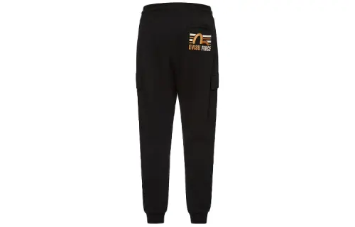 EVISU Knitted Sweatpants Men's Black Moderate Straight Fit Pants