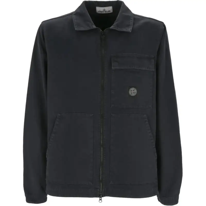 STONE ISLAND Logo-Patch Zipped Overshirt