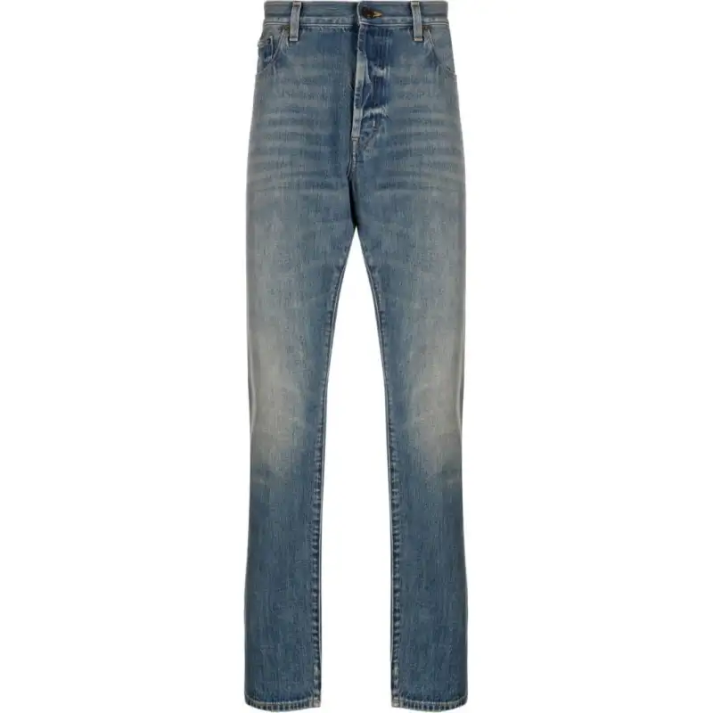 SAINT LAURENT Button Detailed Straight Leg Jeans