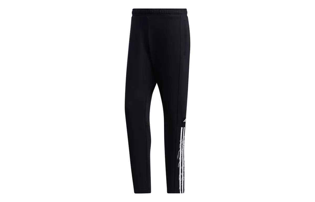 Adidas Knitted Sweatpants Men's Black Moderate Straight Fit Pants