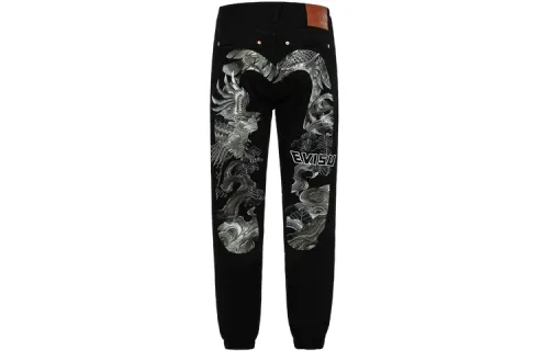 EVISU Jeans Men's Black Moderate Cuffed Pants