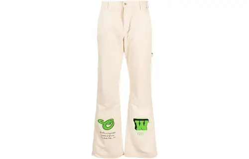 OFF WHITE Mid Rise Straight Leg Jeans