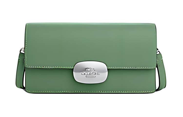 COACH Eliza Refined Calfskin Shoulder Bag, Crossbody Bag Small Women's Silver & Light Green