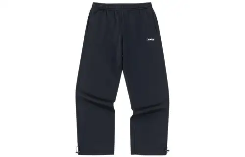 ANTA Knitted Sweatpants Unisex Black Thickened Straight Fit Pants