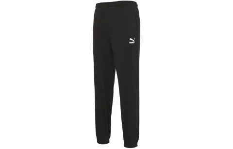 PUMA CLASSICS Knitted Sweatpants Men's Black Moderate Cuffed Pants