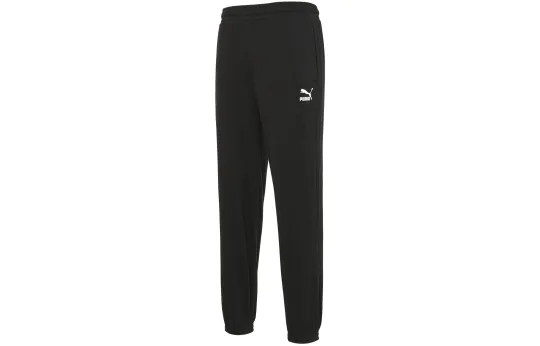 PUMA CLASSICS Knitted Sweatpants Men's Black Moderate Cuffed Pants