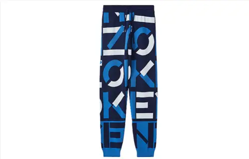 KENZO Knitted Sweatpants Men's Midnight Blue Moderate Cuffed Pants