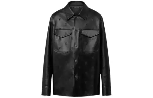 LOUIS VUITTON Embroidered Leather Signature Overshirt Lv Blouson