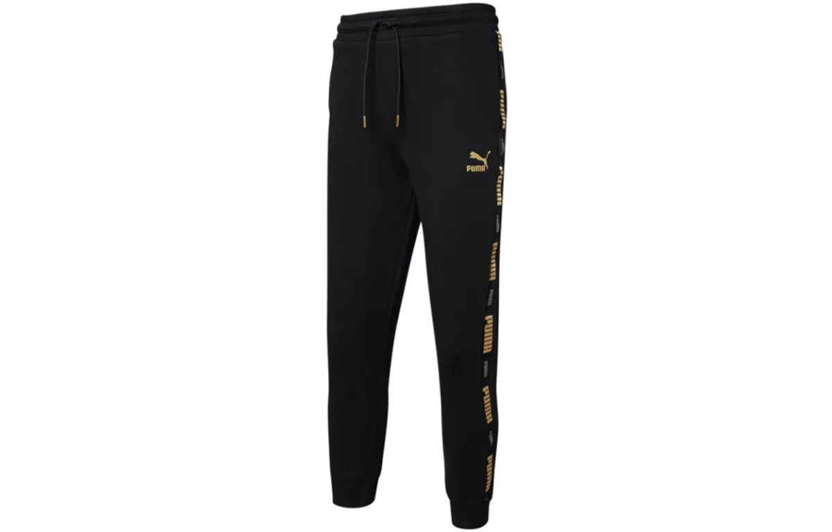 PUMA Knitted Sweatpants Men's Black Moderate Cuffed Pants