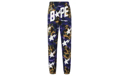 A BATHING APE Knitted Sweatpants Men's Purple