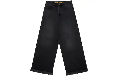 Drew House Flame Series Solid Color Loose Frayed Casual Jeans Unisex Black