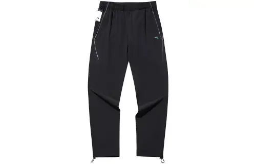 ANTA Knitted Sweatpants Men's Black Moderate Straight Fit Pants
