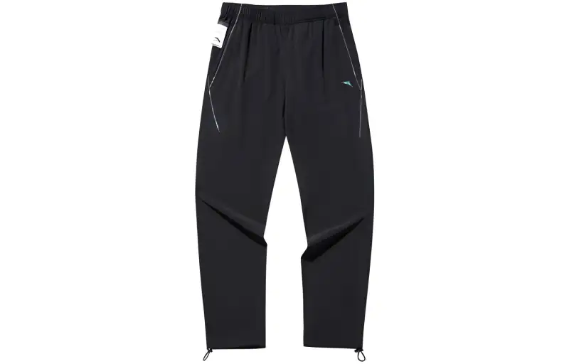 ANTA Knitted Sweatpants Men's Black Moderate Straight Fit Pants