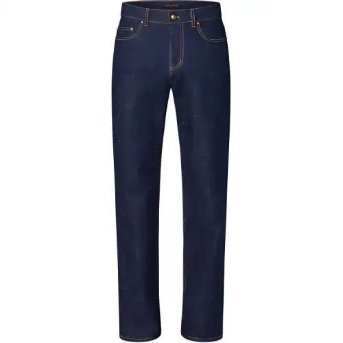 Lv Lv Blason Embroidered Denim Pants