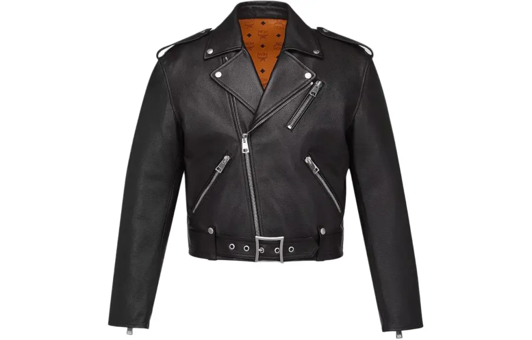 MCM Cropped Rider Jacket In Lamb Leather Jackets & Coats Men's Black