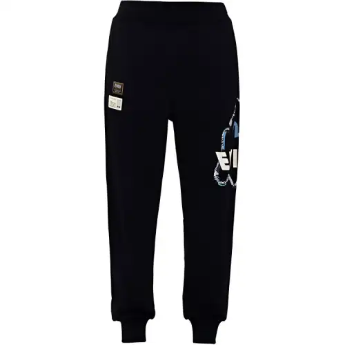 EVISU Knitted Sweatpants Men's Black Moderate Cuffed Pants