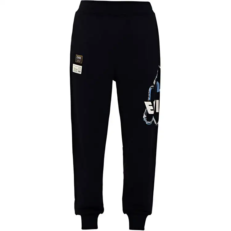 EVISU Knitted Sweatpants Men's Black Moderate Cuffed Pants