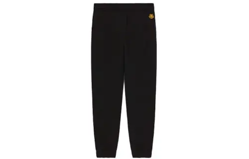 KENZO Knitted Sweatpants Men's Black Moderate Cuffed Pants