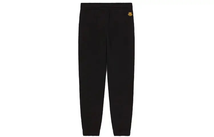 KENZO Knitted Sweatpants Men's Black Moderate Cuffed Pants