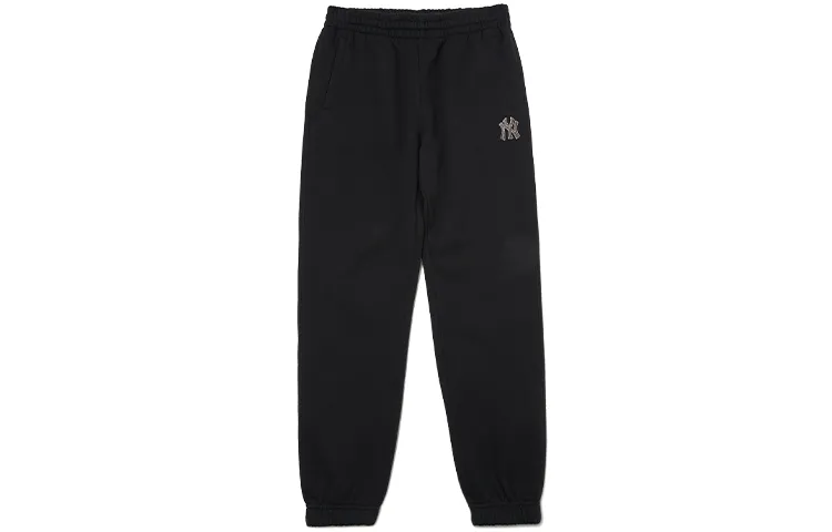 MLB New York Yankees Knitted Sweatpants Unisex Black Thickened Cuffed Pants