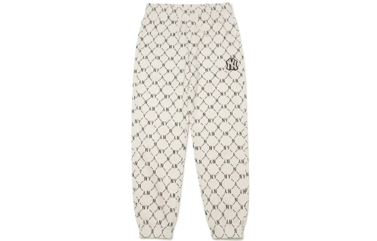 MLB Old Flower Knitted Sweatpants Unisex Beige Moderate Cuffed Pants