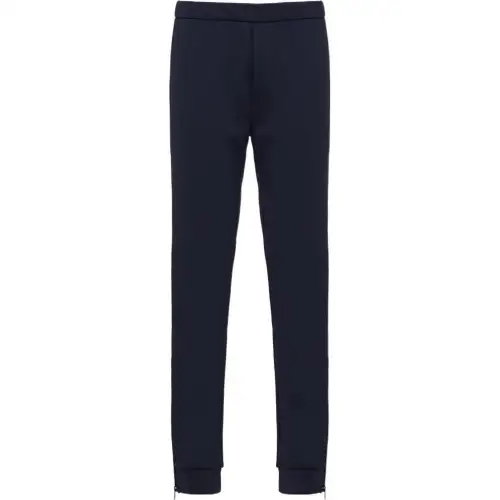 PRADA Knitted Sweatpants Men's Blue Moderate Cuffed Pants