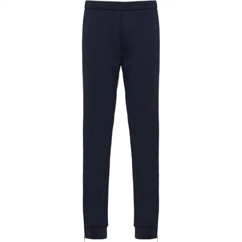 PRADA Knitted Sweatpants Men's Blue Moderate Cuffed Pants