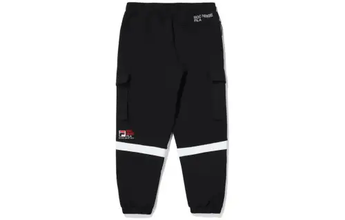 FILA Knitted Sweatpants Unisex Black Moderate Cuffed Pants