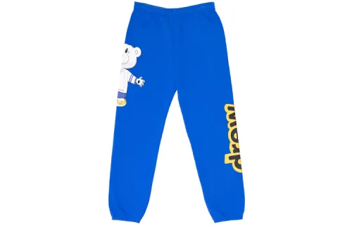 Drew house Letter Logo Series Knitted Sweatpants Unisex Blue Moderate Cuffed Pants