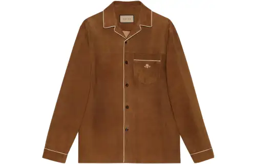 GUCCI FW23 Leather Jacket Men's Brown