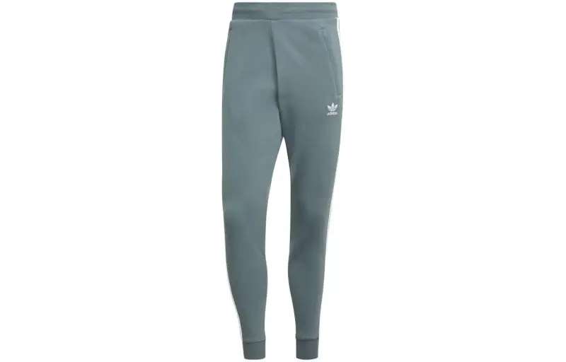 Adidas Originals Knitted Sweatpants Men's Gray Green Moderate Cuffed Pants