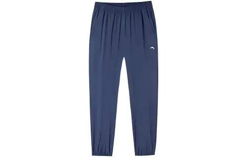 ANTA Knitted Sweatpants Men's Blue Moderate Cuffed Pants