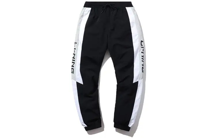 Li Ning Sports Fashion Collection Knitted Sweatpants Men's Black Gray Color Moderate Cuffed Pants