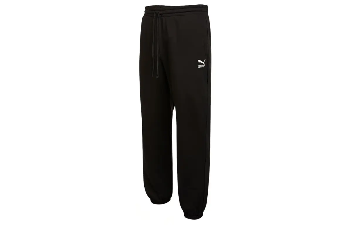 PUMA Knitted Sweatpants Men's Black Moderate Cuffed Pants
