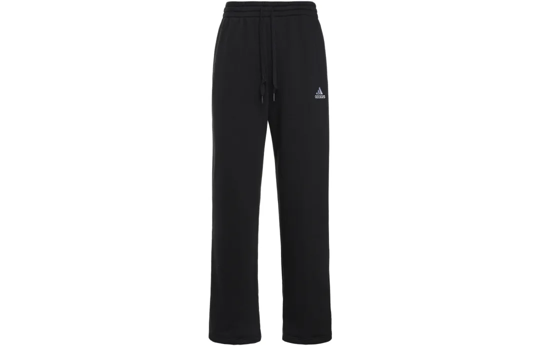 Adidas Knitted Sweatpants Men's Black Thickened Straight Fit Pants