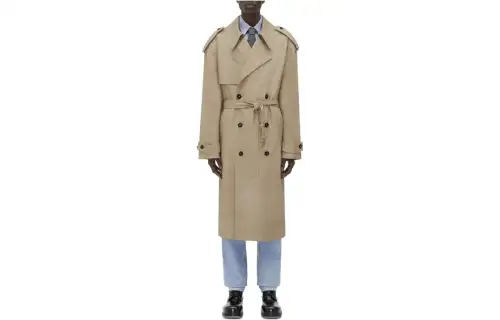 Bottega Veneta Trench Coats Men's Beige Lapel Moderate