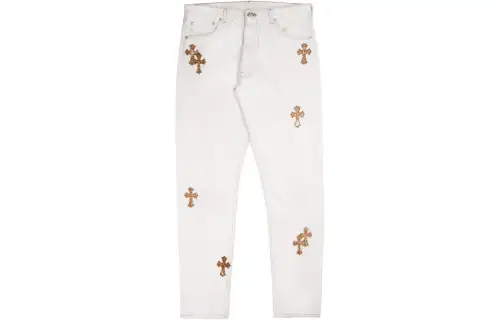 Chrome Hearts Jeans Men's White Moderate Straight Fit Pants