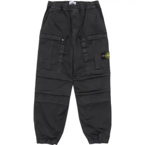 Stone Island Compass-patch cotton cargo trousers