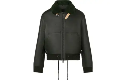 LOUIS VUITTON FW22 Leather Jacket Coat Men's Dark Green