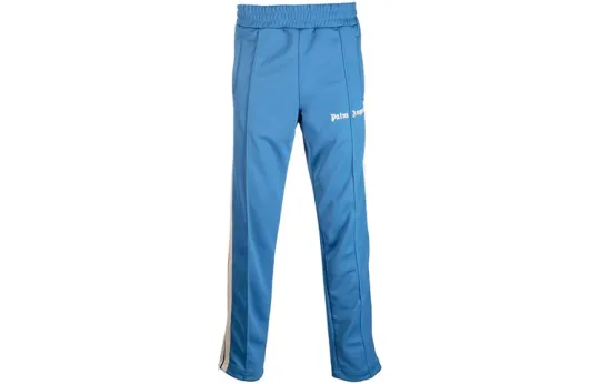 PALM ANGELS Knitted Sweatpants Men's Blue Moderate Straight Fit Pants