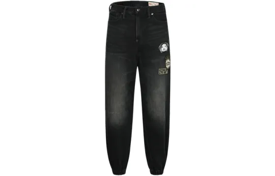 EVISU Jeans Men's Denim Black Moderate Cuffed Pants