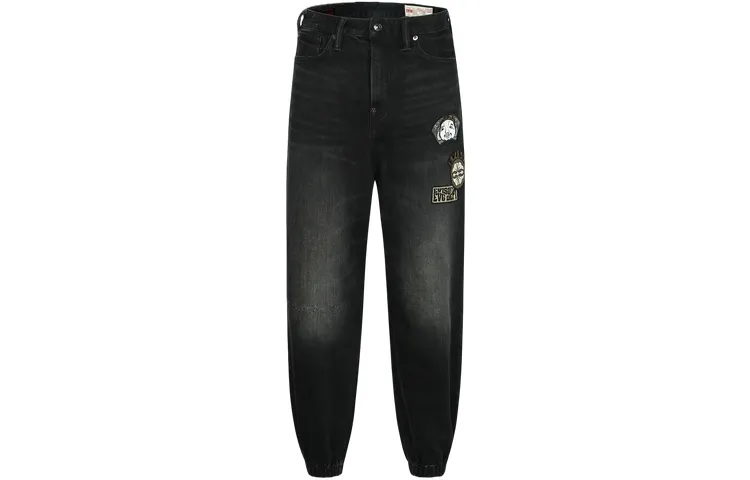 EVISU Jeans Men's Denim Black Moderate Cuffed Pants