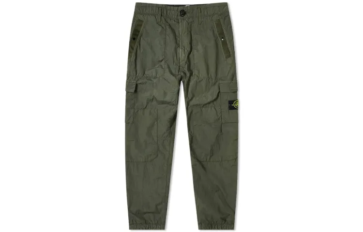 STONE ISLAND Casual Pants Men's Army Green Moderate Cuffed Pants