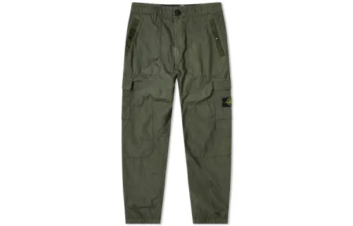 STONE ISLAND Casual Pants Men's Army Green Moderate Cuffed Pants
