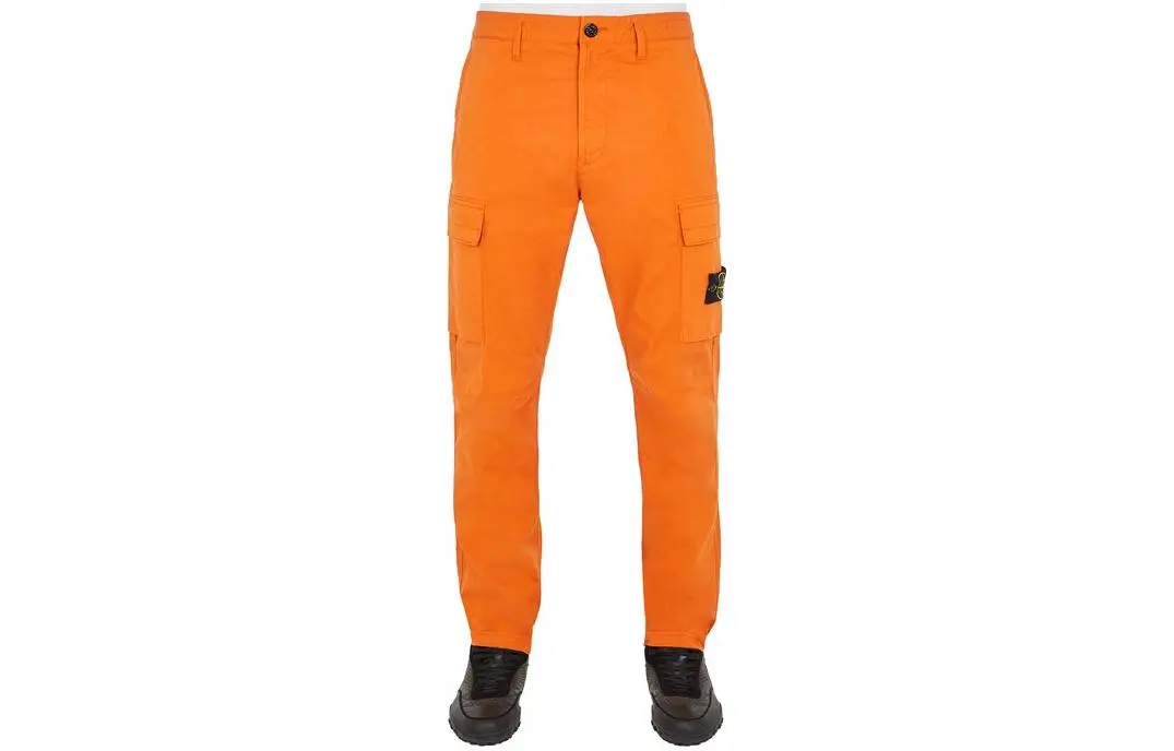 STONE ISLAND Cargo Pants Men's Orange Moderate Straight Fit Pants