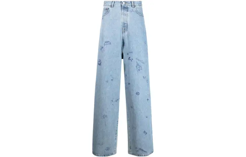 Vetements Illustration-style Print Wide-leg Jeans
