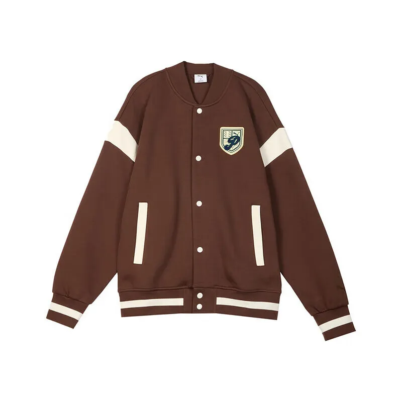 PUMA Jackets Men's Brown Baseball Collar Moderate Straight Fit